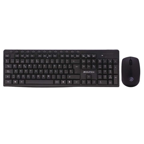 Kit Teclado y Mouse Inalambrico PC Goldtech Español A Pilas Variante Color Negro