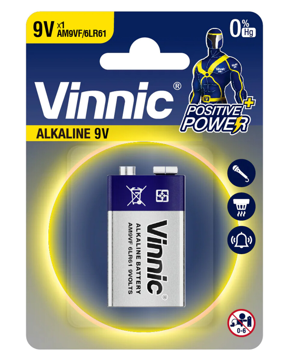 Batería Vinnic alcalina 9V 