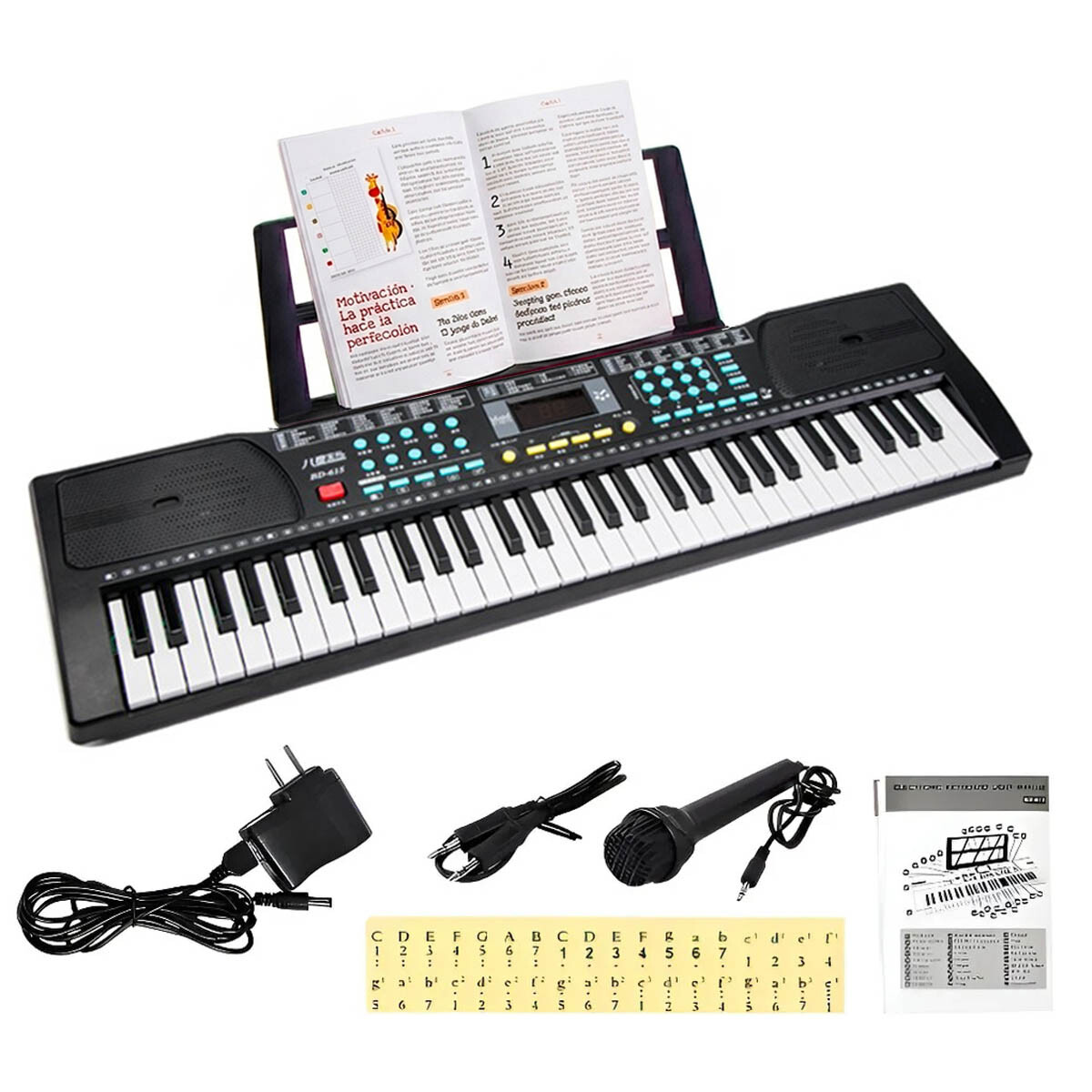 Órgano Musical Teclado Piano 61 Teclas Mozart Español - Negro 