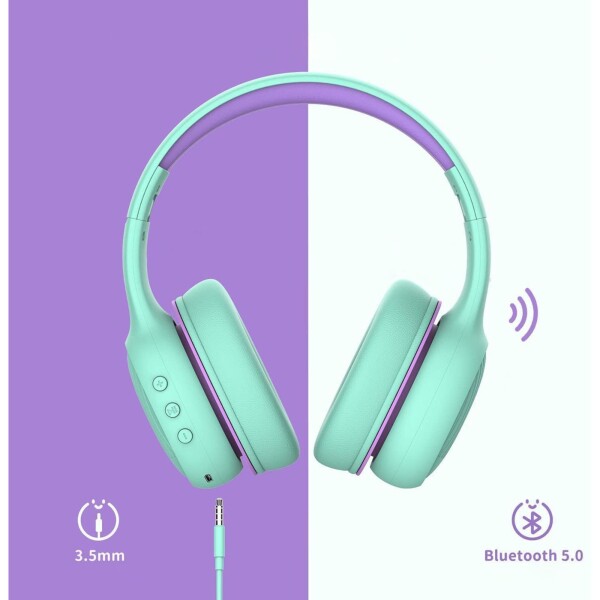 Auriculares Bluetooth Vincha Inalambricos Led Recargable Color Variante Verdevioleta