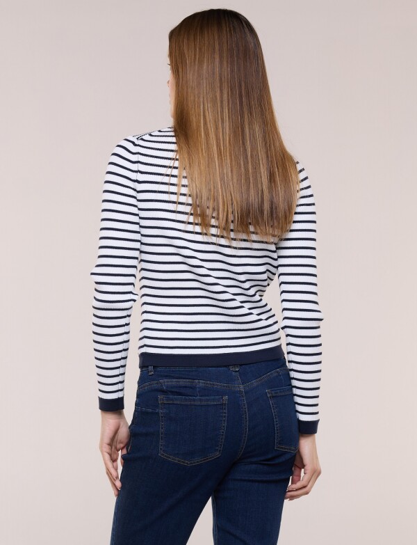 Cardigan Marinero Con Cuello Polo BLANCO/AZUL