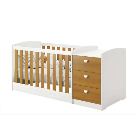 Cuna Convertible con Comoda Integrada 3 Cajones Atlanta Blanco y Marron