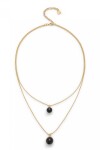 COLGANTE DE ALEACION DE METALES BAÑADO EN ORO 18K CON DOBLE CADENA Y CRISTALES DE MURANO NEGRO Colgante