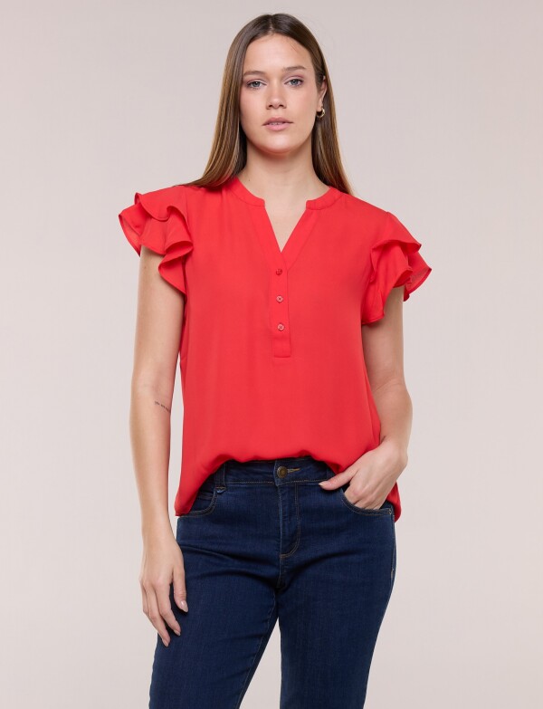 Blusa Manga Volados ROJO