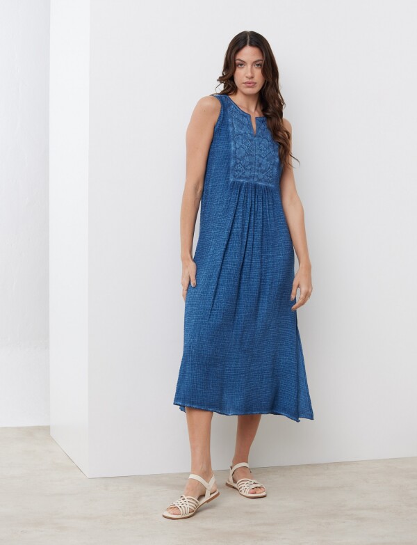 Vestido Maxi Bordado AZUL