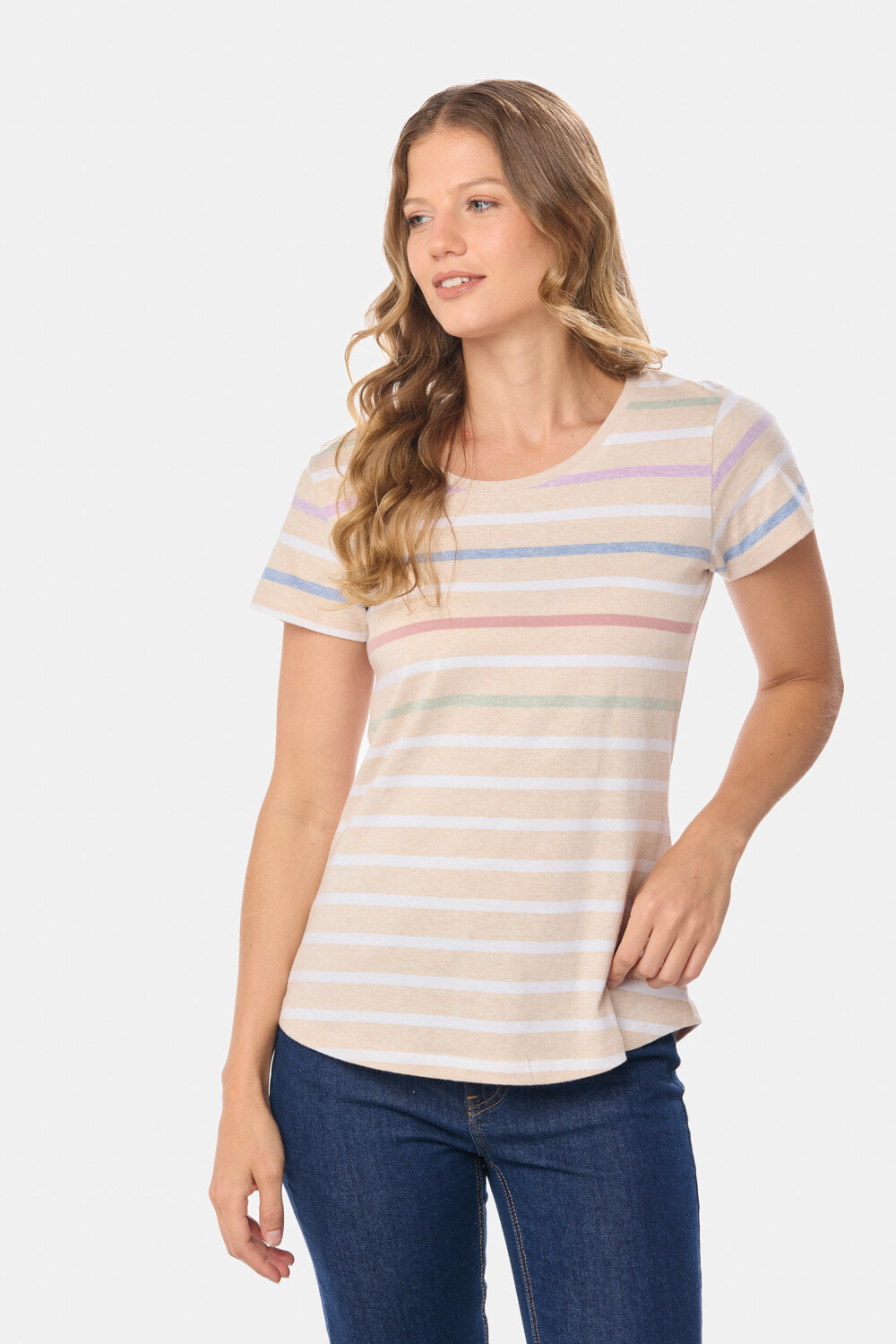 REMERA RAYADA Beige
