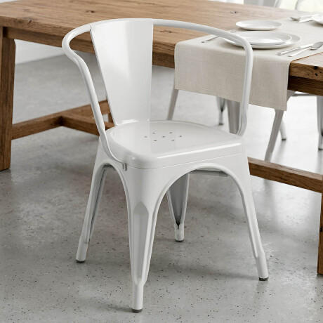 Silla Tolix Fade To Black Metálica Reposabrazo Blanco