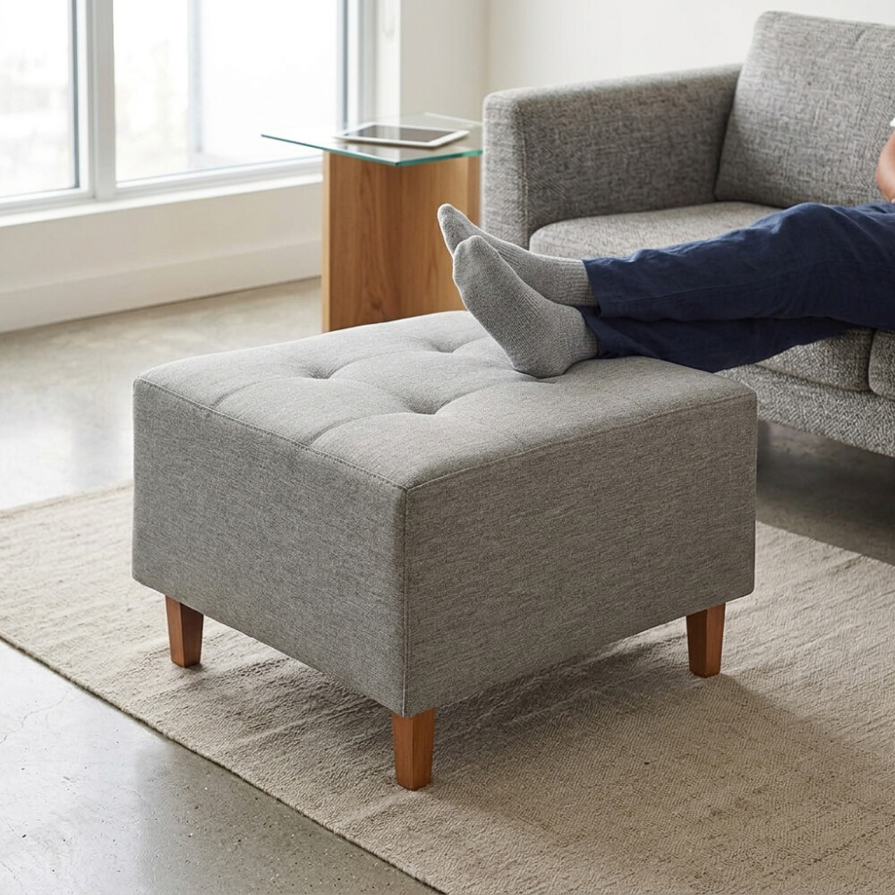Juego De Living Sillón con puff Gris
