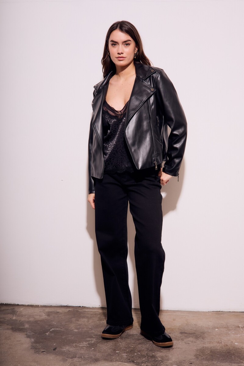 Campera Cuero Vegano Negro