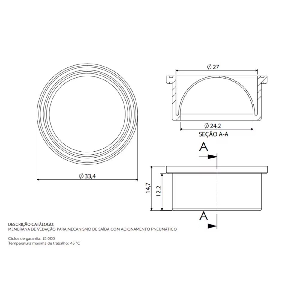 Junta Membrana para mecanismo neumático Blukit Junta Membrana Para Mecanismo Neumático Blukit