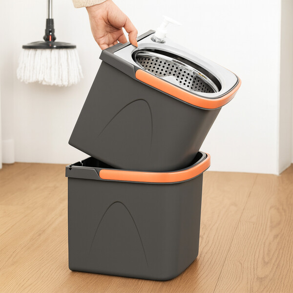 Mopa Balde Trapeador Giratorio Centrifugado Extensible Pro Color Gris