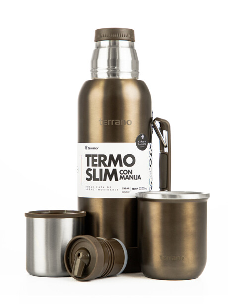 Kit Termo 750ML Con Base De Silicona + Mate Sicilia Marrón Metalizado