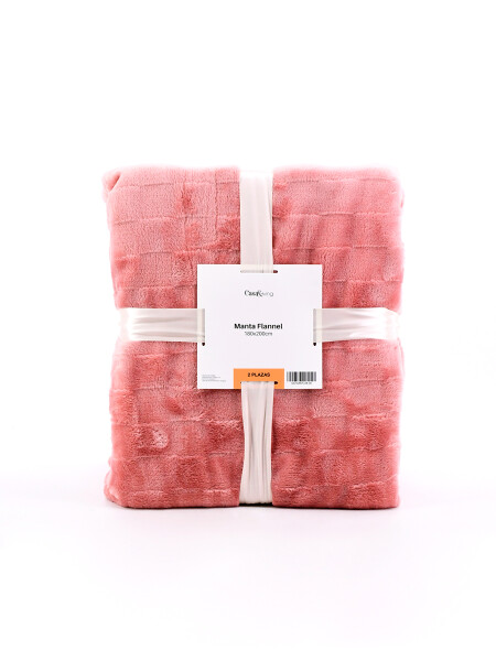 FLANNEL TRAMA DAMERO 2 PLAZAS ROSADO