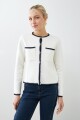 Chaqueta tejida vivos en contraste crudo
