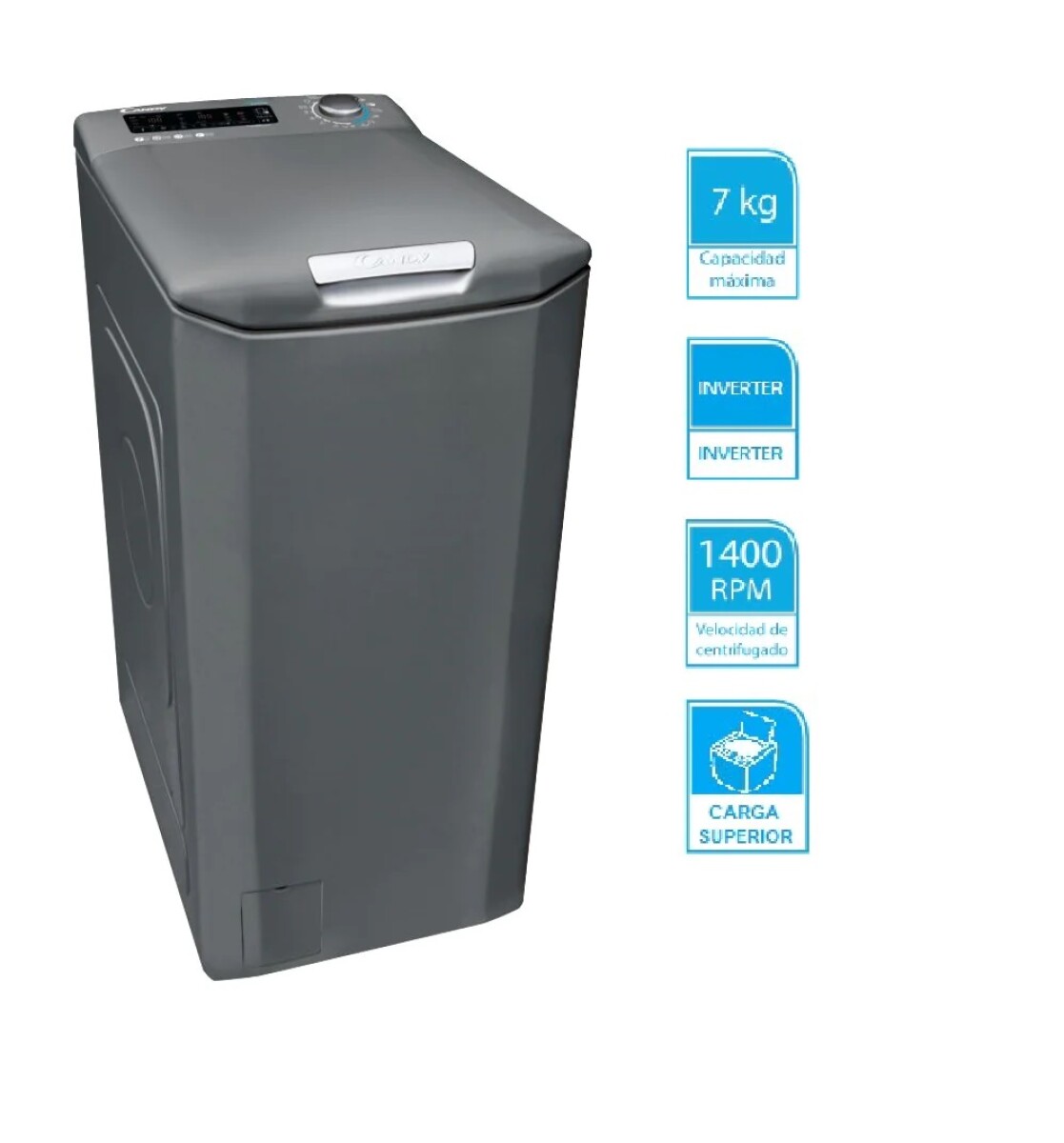 Lavarropa Carga Superior Candy 7 KG Inverter 