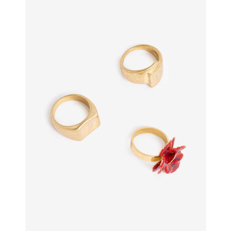 Anillo Set Floral Dorado