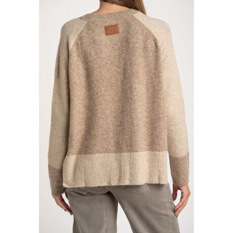 Sweater Color Block Beige Melange