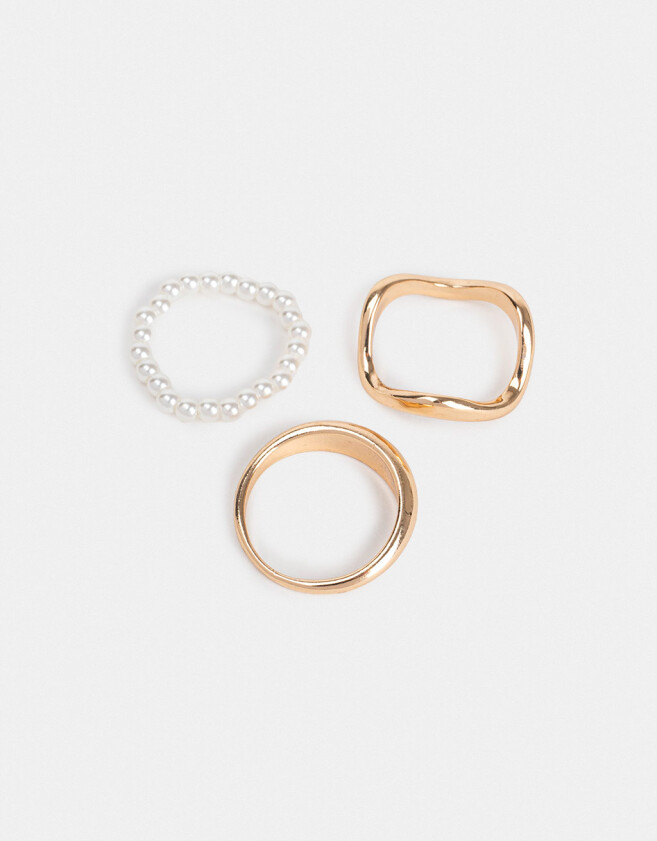 Sets Anillos Con perlas Set De Anillos - Dorado