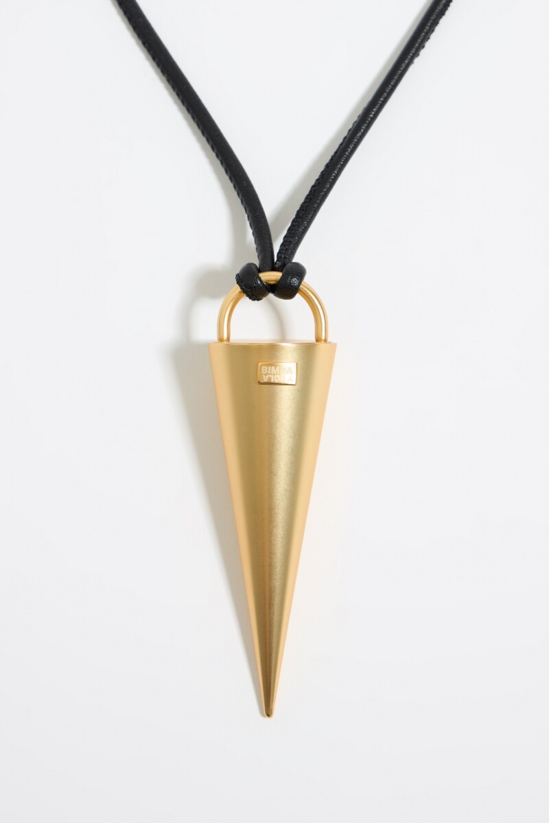 COLLAR CORDÓN PIEL Y PINCHO Oro