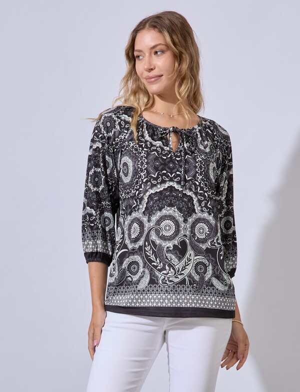 Blusa Printed NEGRO/BLANCO