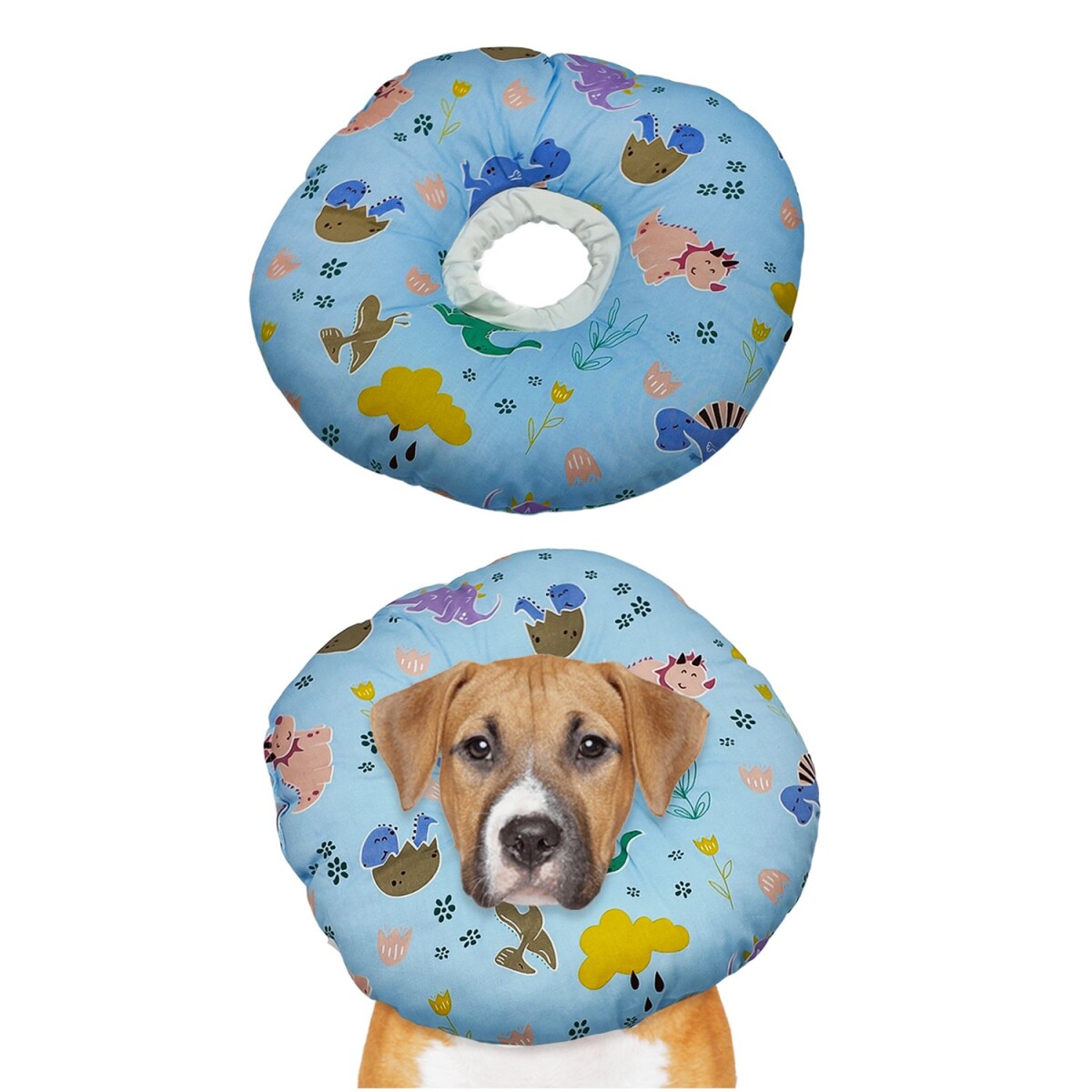 Collar Isabelino Perro Gato Mascotas Ajustable 32 Cm Tela - Variante Diseño Dinosaurio 
