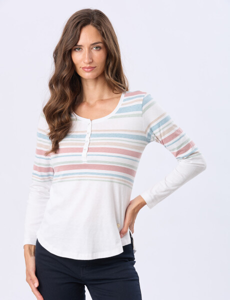 REMERA RAYADA DE ALGODÓN Blanco