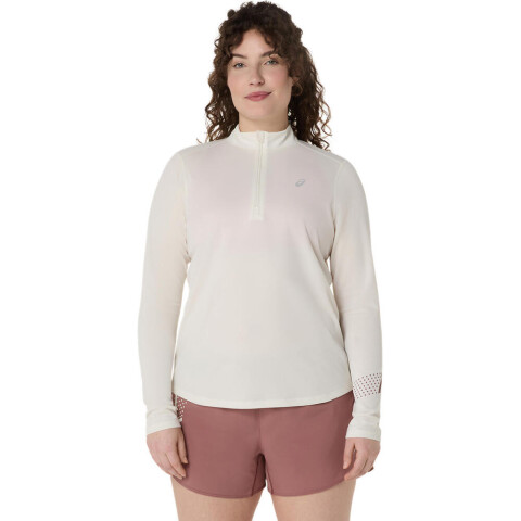 Polo Running Asics Icon 1/2 Zip Mujer Cream