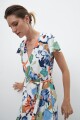 Vestido cruzado con estampa floral multicolor