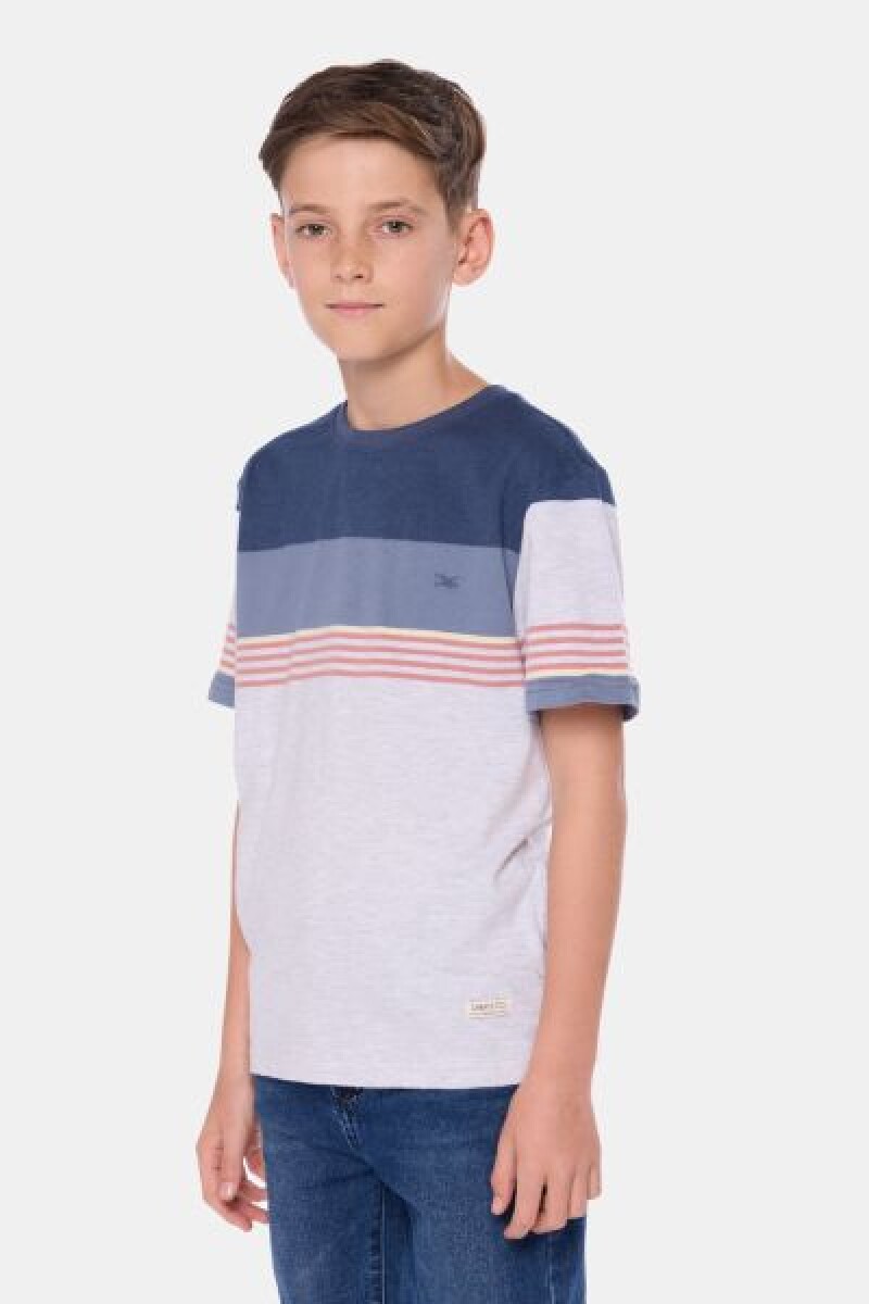 REMERA RAYADA - Gris 