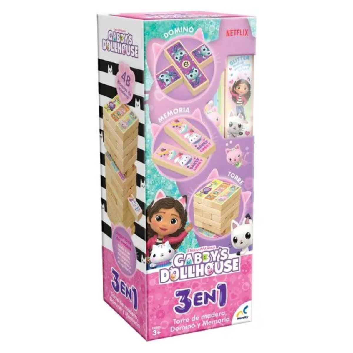 Set De Juegos 3 En 1 Torre de Madera Gabby's Dollhouse 