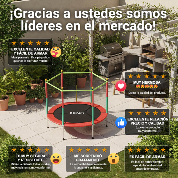 Cama Elastica de 1.40M Trampolin Saltarin con Red Proteccion y refuerzo seguridad IMBACK Color Rojo Cama Elastica de 1.40M Trampolin Saltarin con Red Proteccion y refuerzo seguridad IMBACK Color Rojo