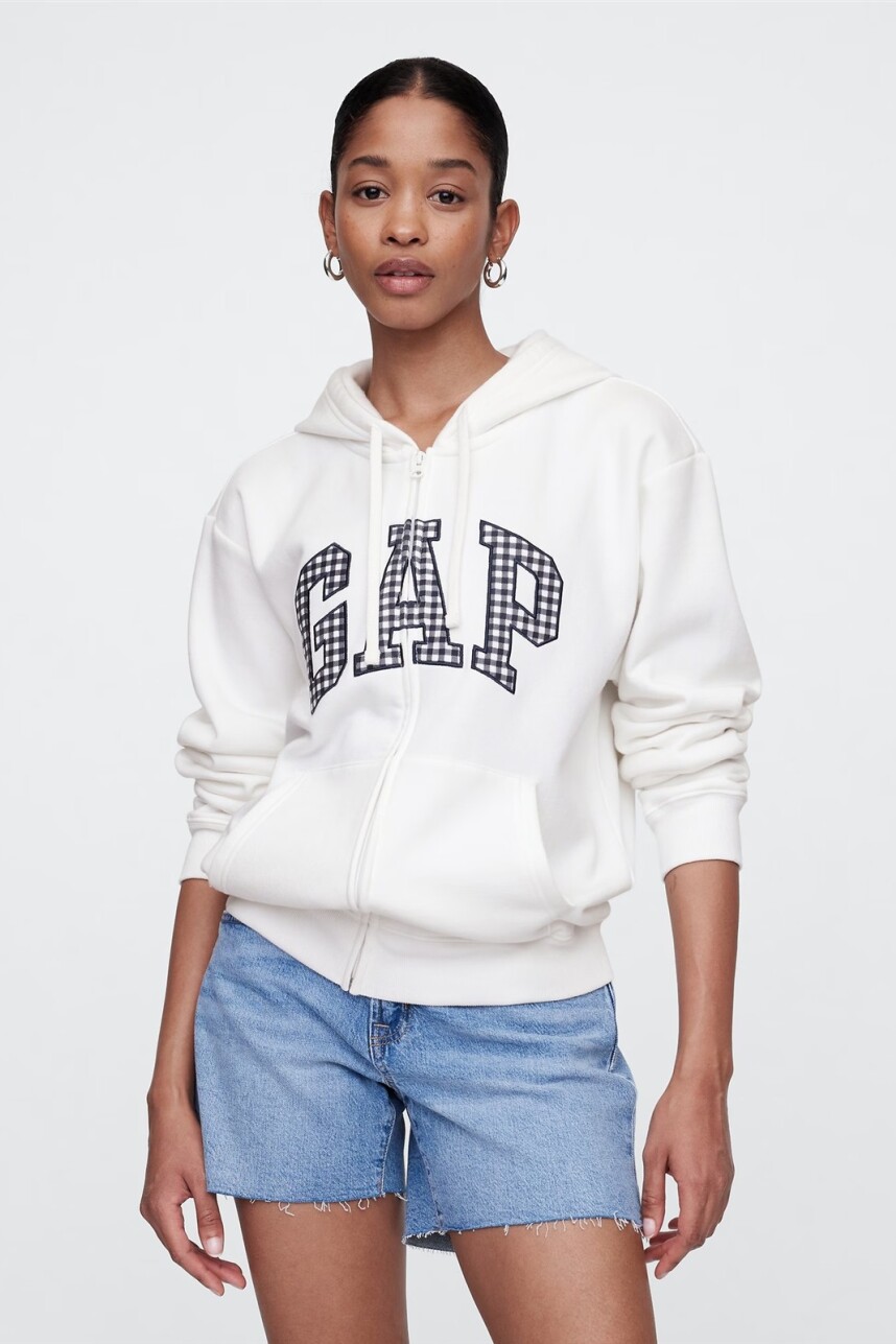 Canguro Con Cierre Logo Gap Mujer Navy Gingham