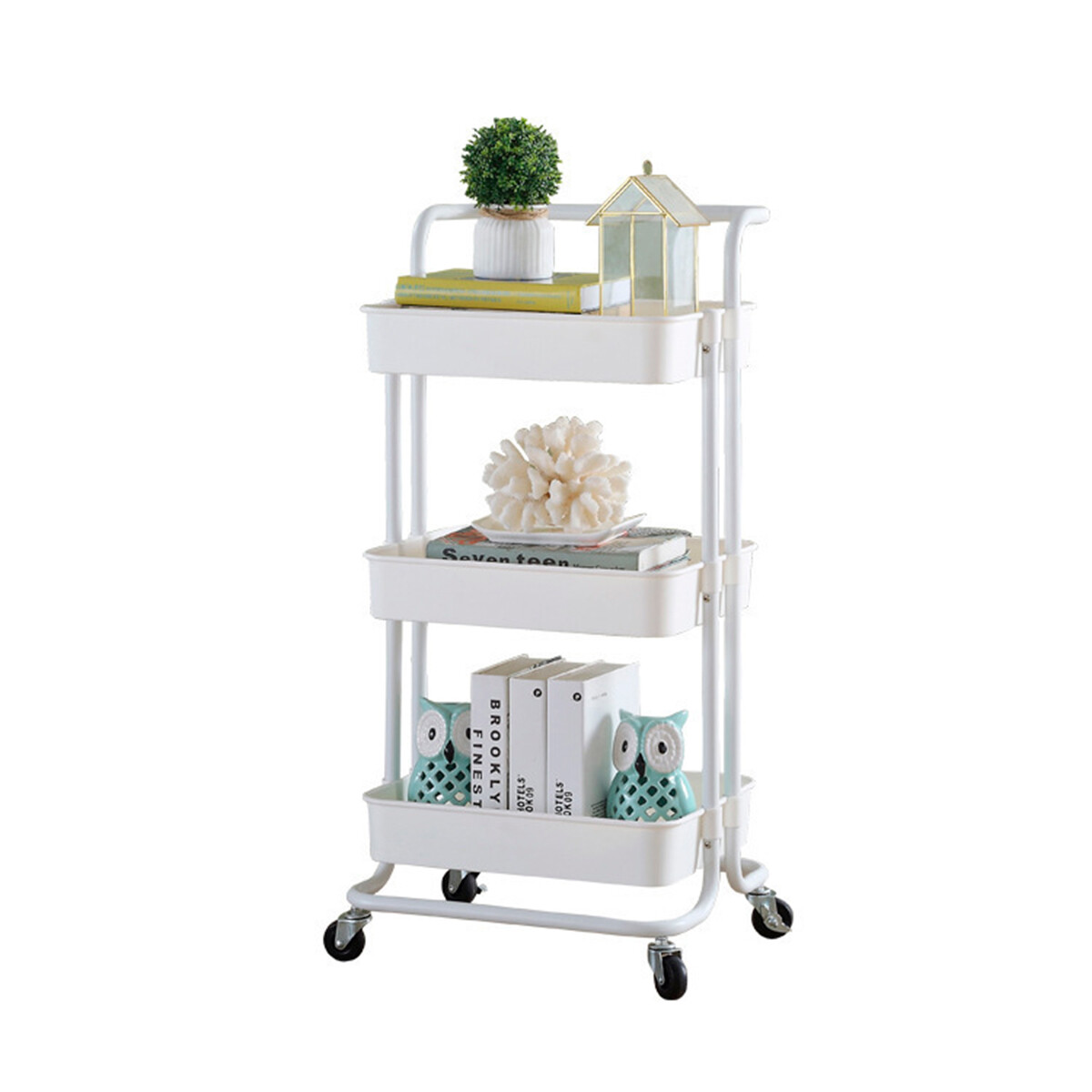 Carro organizador 3 estantes con ruedas - BLANCO 