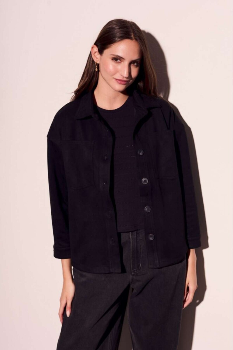 Sobrecamisa Gamuza Cuero Vegano - Negro 