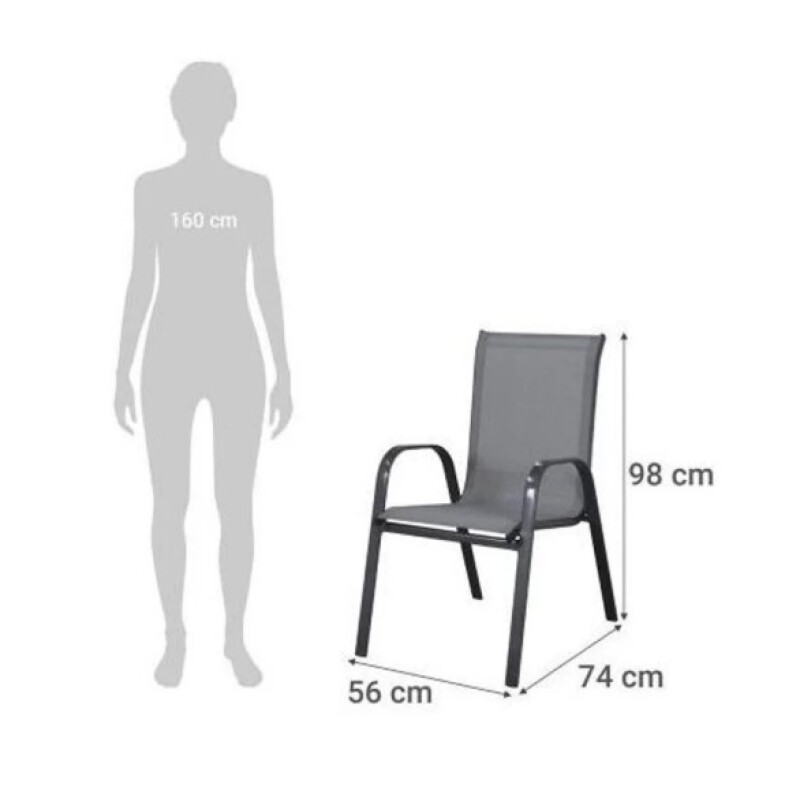 Silla de exterior Textilina Sling de acero crudo Silla de exterior Textilina Sling de acero crudo
