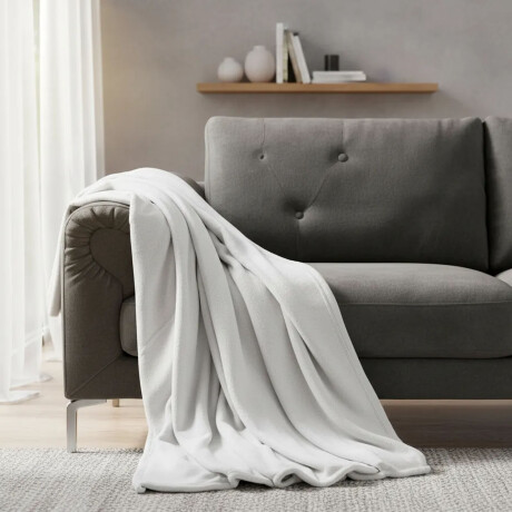 Manta Polar Velvet Fleece Frazada Pana Terciopelo 127x152cm Blanco