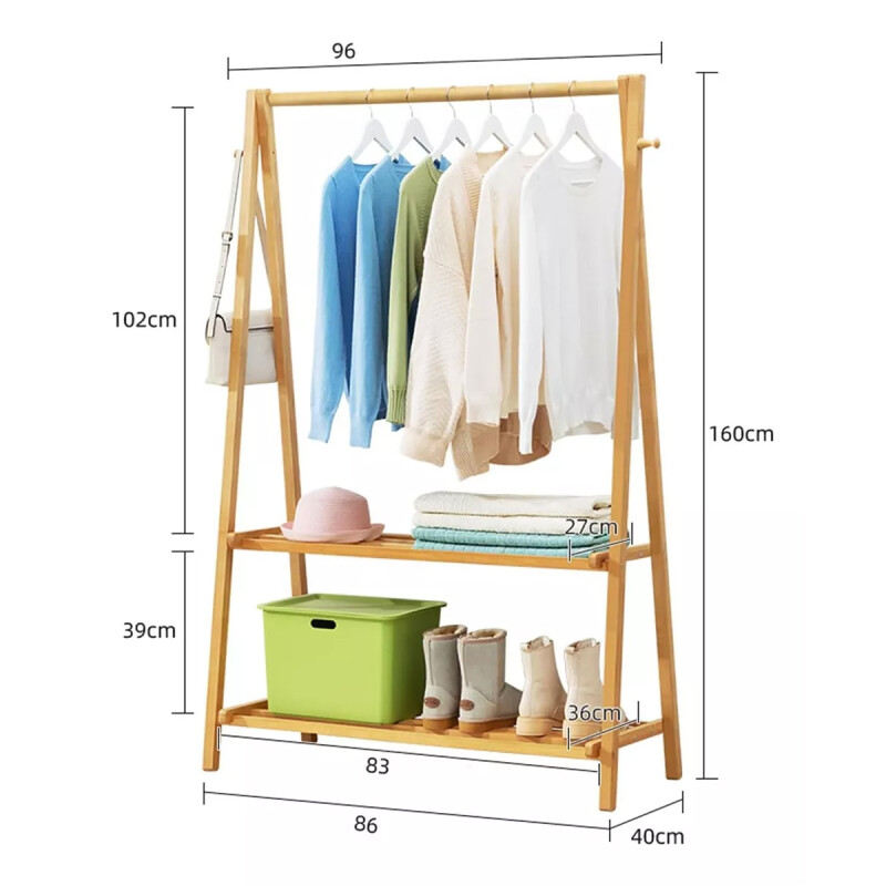 Perchero organizador con estantes de madera MADERA