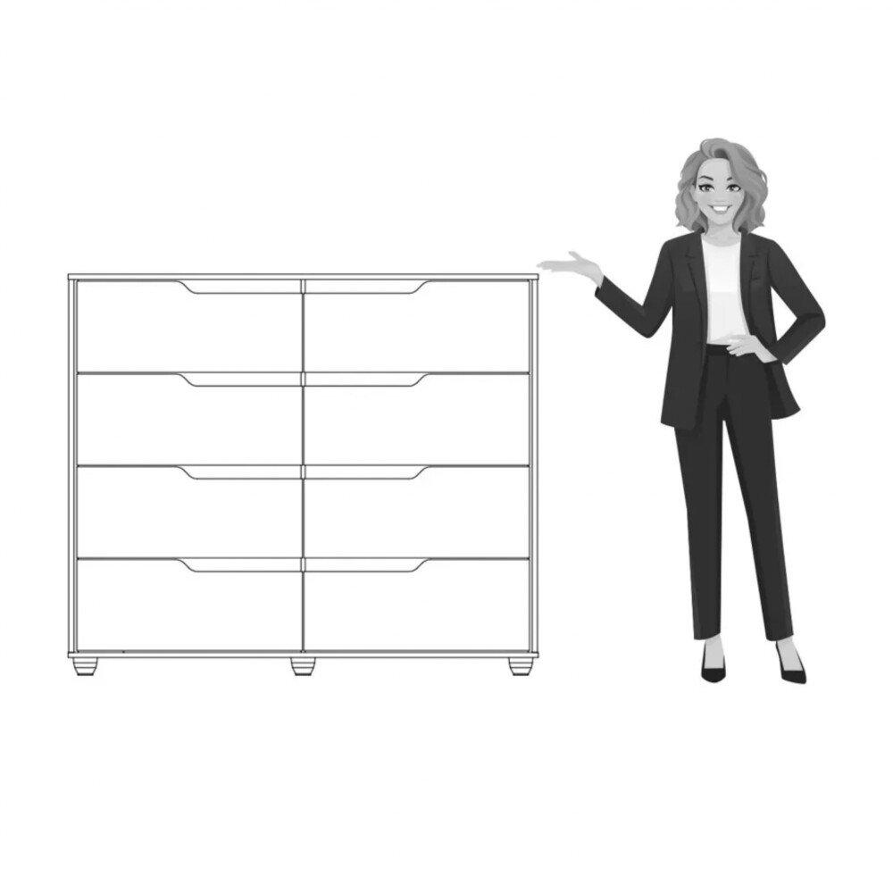 Comoda 8 Cajones - Doble Blanco