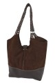 Tote bag de cuero con gamuza Chocolate