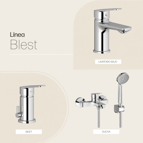 JUEGO DE GRIFERIA LAVATORIO BIDET MONOCOMANDO BRILLO BLEST CROMO