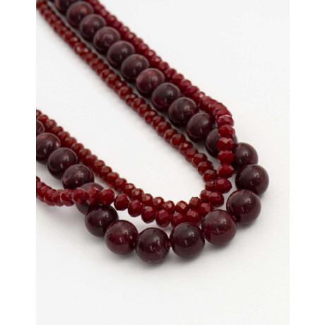 Collar Corto Layer Beads Rojo Medio