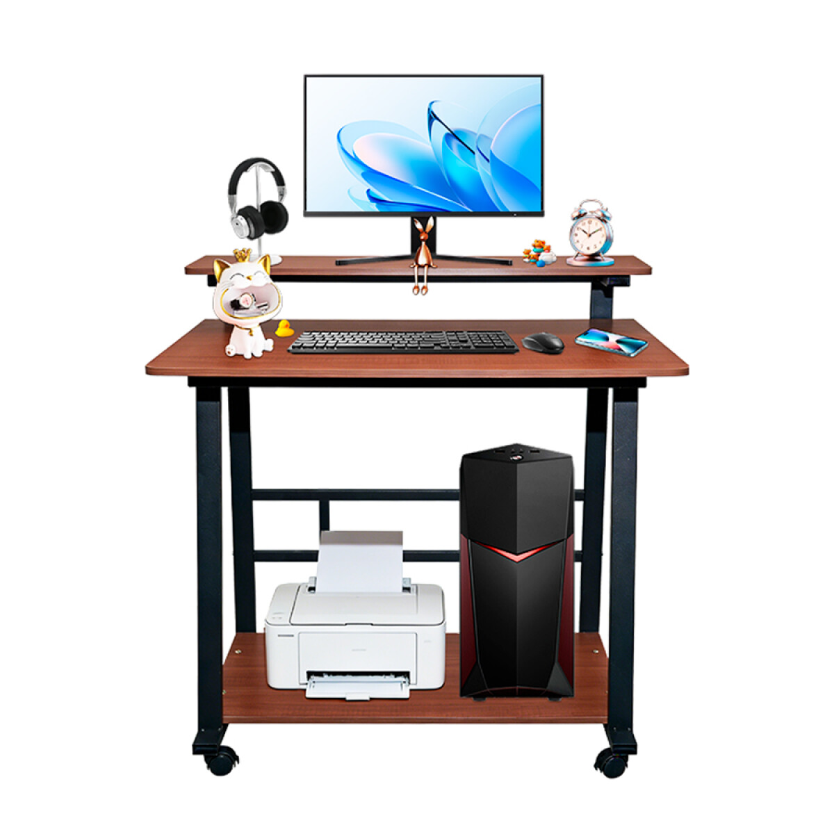 Escritorio Metal y MDF Marrón 82x55x80cm esh0031 