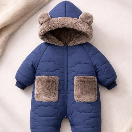 Body Bebé Abrigo Capitoneado Corderito Sintético Azul