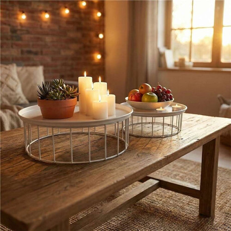Set X2 Plato Soporte Metalico 30X9/25X9Cm Blanco