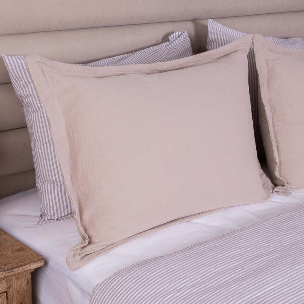SET DE ACOLCHADO 1 PLAZA ALGODON-Y-POLIESTER NATURAL-BEIGE COTTON GAUZE ARENA