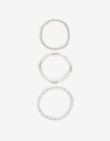 Pulseras Elásticas Sets Perlas Set Pulseras Perlas Y Metal - Plateado Rodio