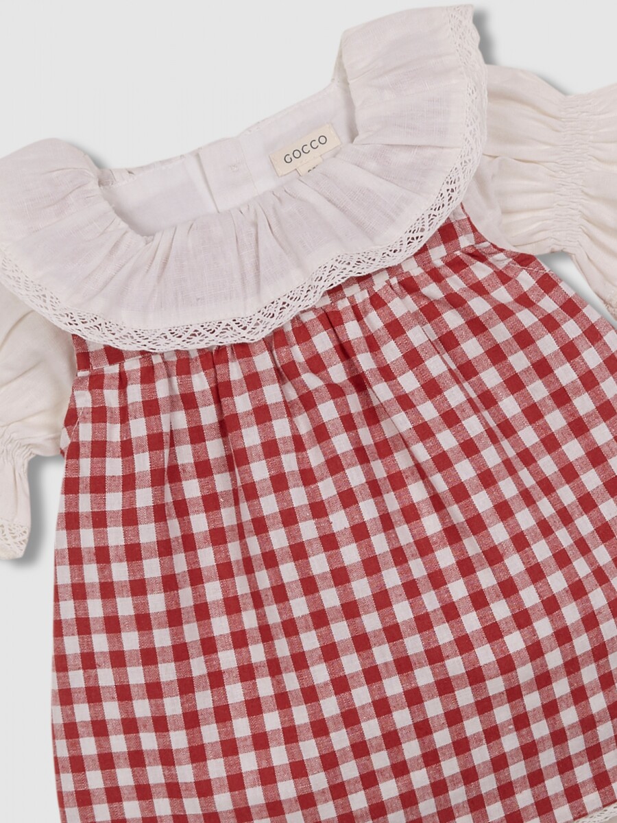 Vestido De Lino En Crudo Con Delantal Removible Piedra