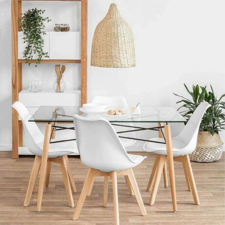 SILLA DE COMEDOR EAMES ACOLCHONADA Silla Eames Blanca con Asiento Acolchado