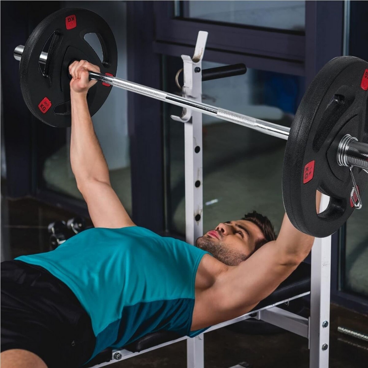 Barra Con Discos Para Hacer Ejercicio Barra Recta 180 Cm Sportiva