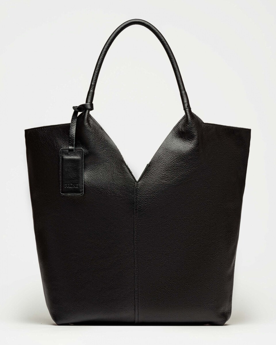 Bolso Loto En Cuero Liso Satinado - Negro 